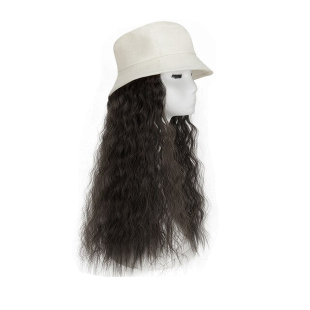 Bucket hat with long hair extension - ultra glamorous!