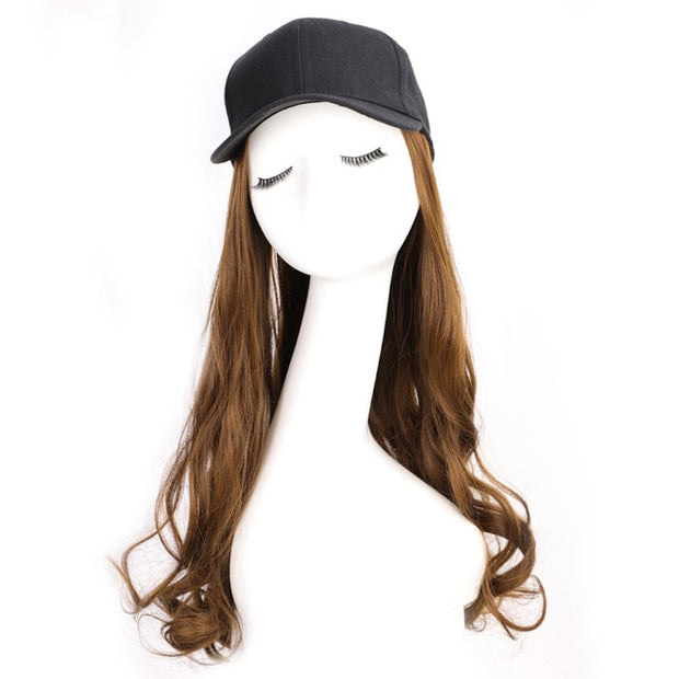 Long wavy hair with black baseball cap - multi color options