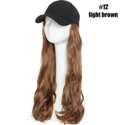 Baseball Cap With Hair Long Wavy hair attachment - multi color