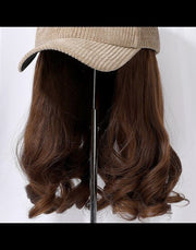 Corduroy cap with shoulder length hair! Stunning grey option!