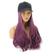 Baseball cap with long wavy hair attachment ultra chic.