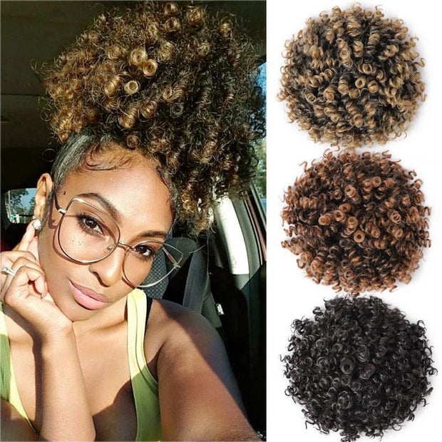 High Puff Afro Curly hair attachment - either fringe or topknot
