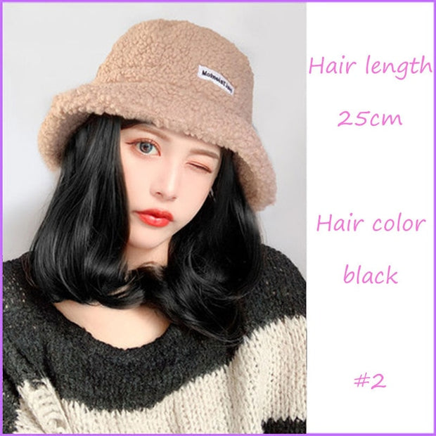 Bucket hat with natural looking hair attachment!