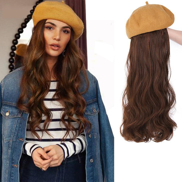 Beautiful Beret with Long Hair attachment.  Instant glamour!