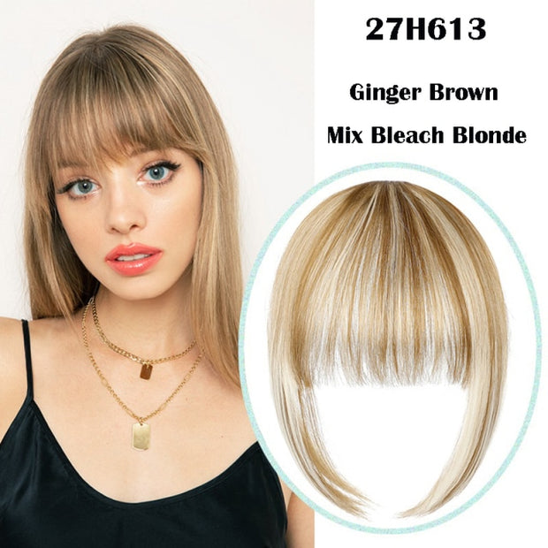 False Bangs Synthetic hair Bangs Hair Extension Fake Fringe Natural hair clip on bangs Light Brown HighTemperature wigs