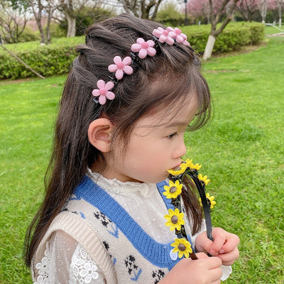 Cute Flower Bangs Fixed Braided Hairband Clips For Girls
