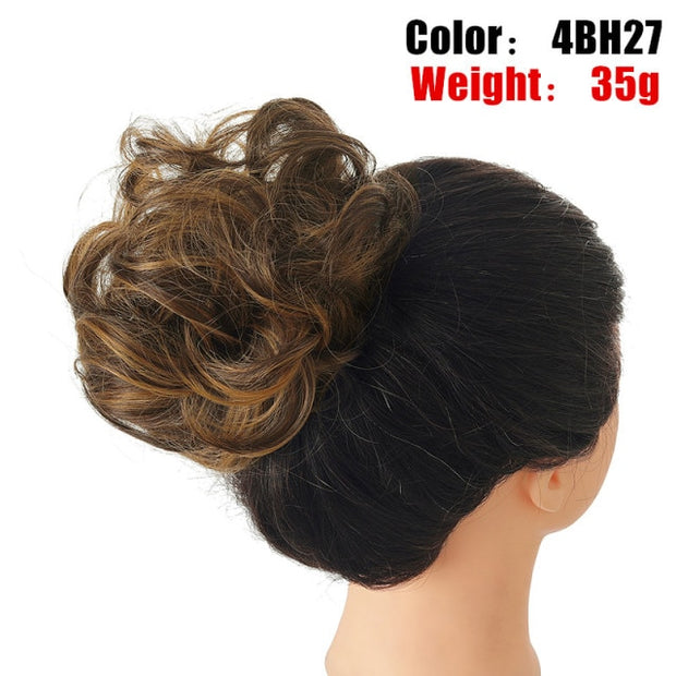 Chignon Updo Curly Hair Bun with Elastic Band