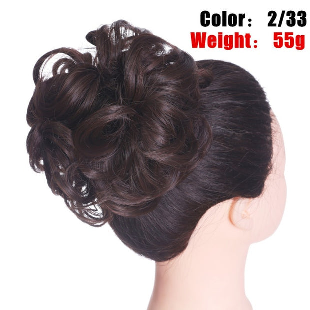Chignon Updo Curly Hair Bun with Elastic Band